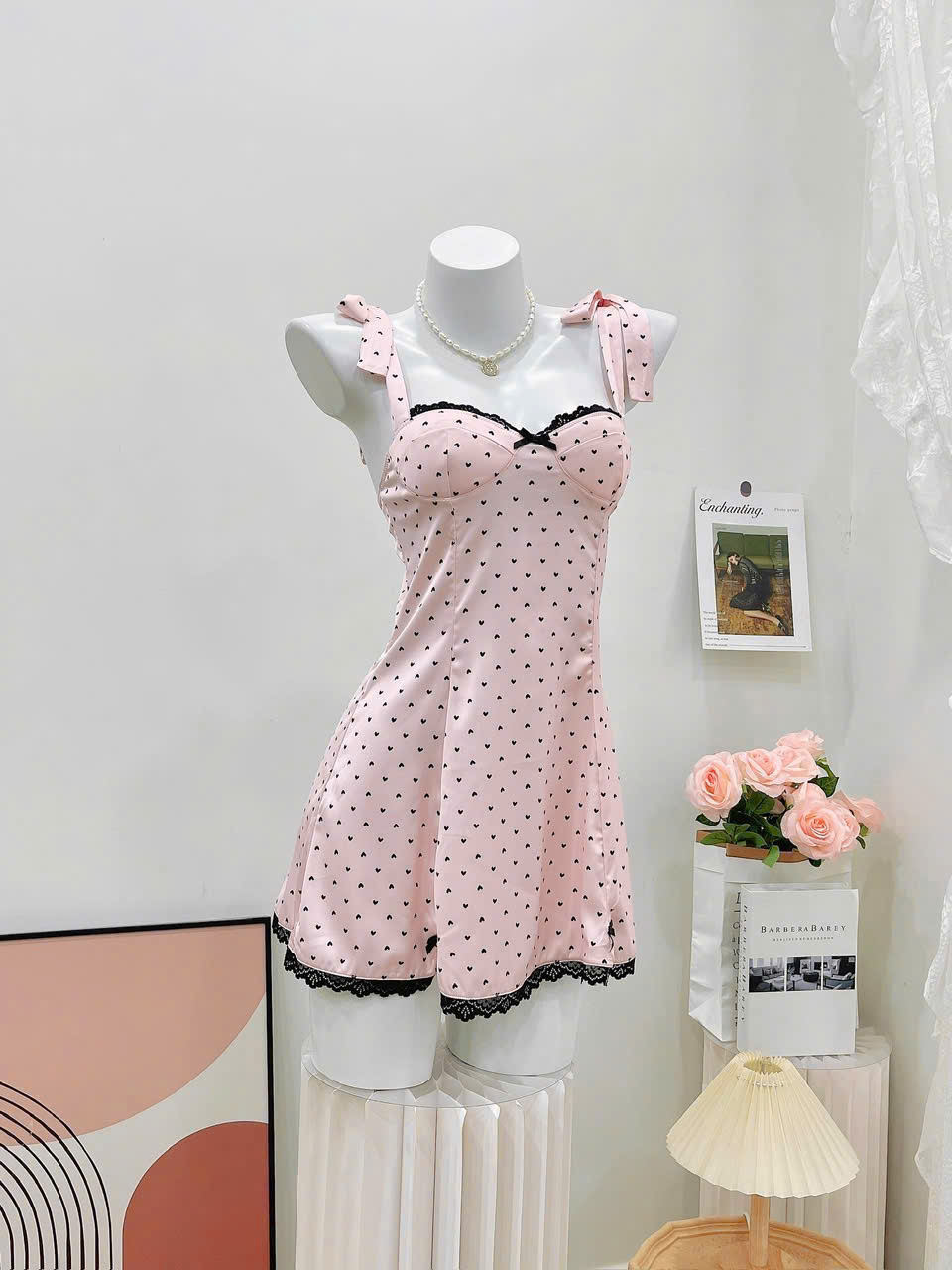 Váy Ngủ Chấm Bi Thanh Lịch
