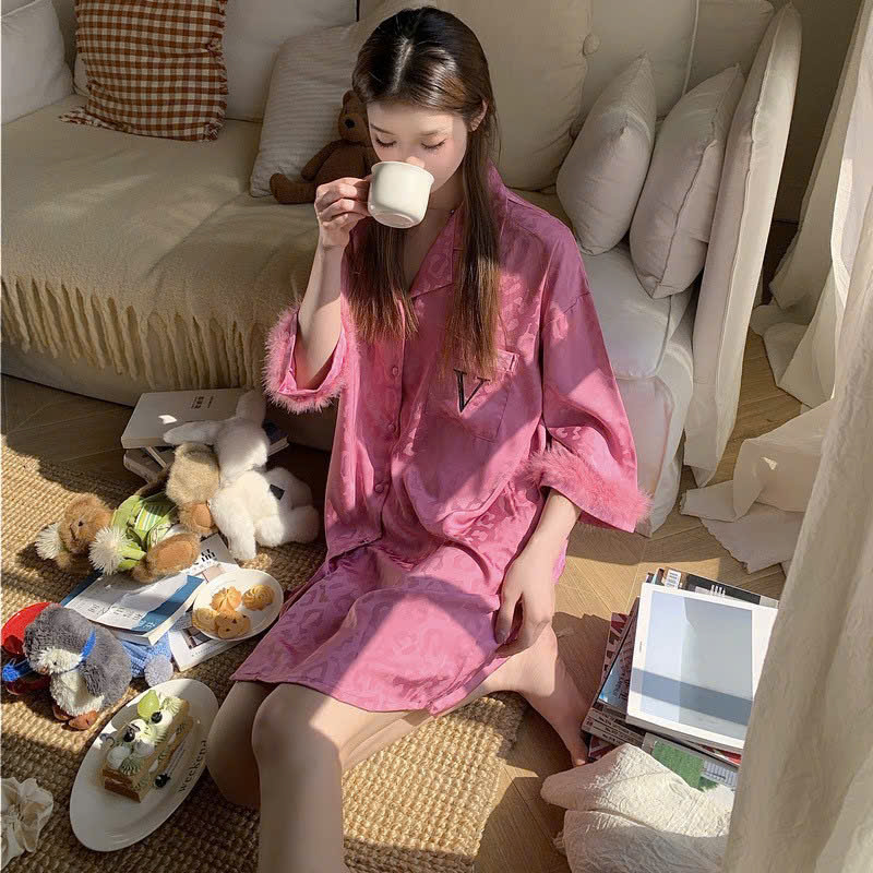 Váy Ngủ Sơmi Trơn Thanh Lịch