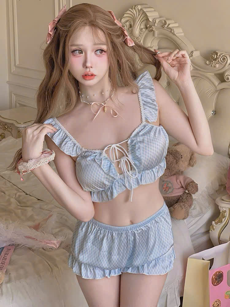 Bộ Đồ Ngủ Croptop Cột Dây