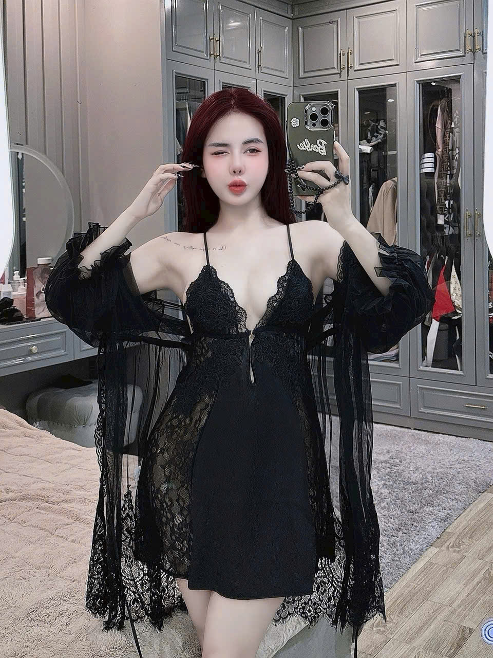 Váy Ngủ Lụa Phối Ren