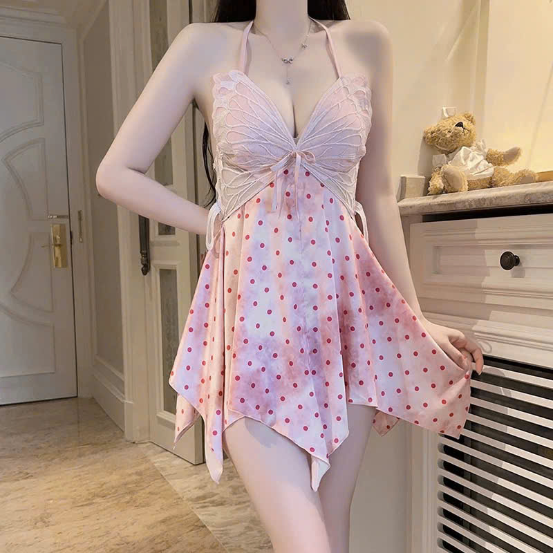 Váy Ngủ Hồ Điệp Họa Tiết Chấm Bi