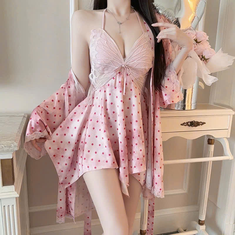 Váy Ngủ Hồ Điệp Họa Tiết Chấm Bi