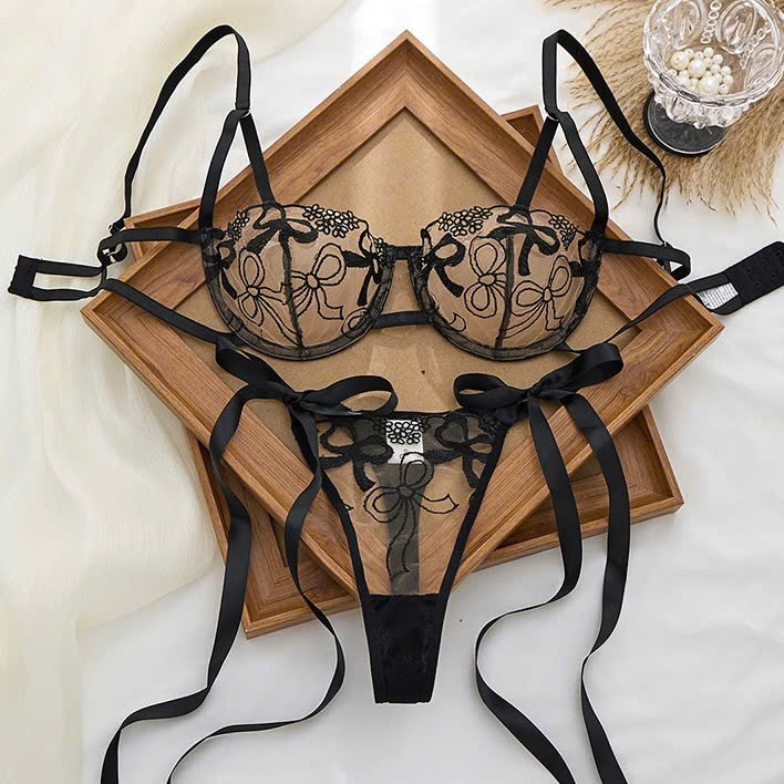 Bộ Đồ Lót Ren Nơ Sexy