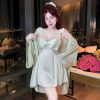 Váy Ngủ Lụa Cột Nơ Ren Sexy