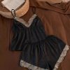 Bộ Đồ Ngủ Lụa Phối Ren Sexy