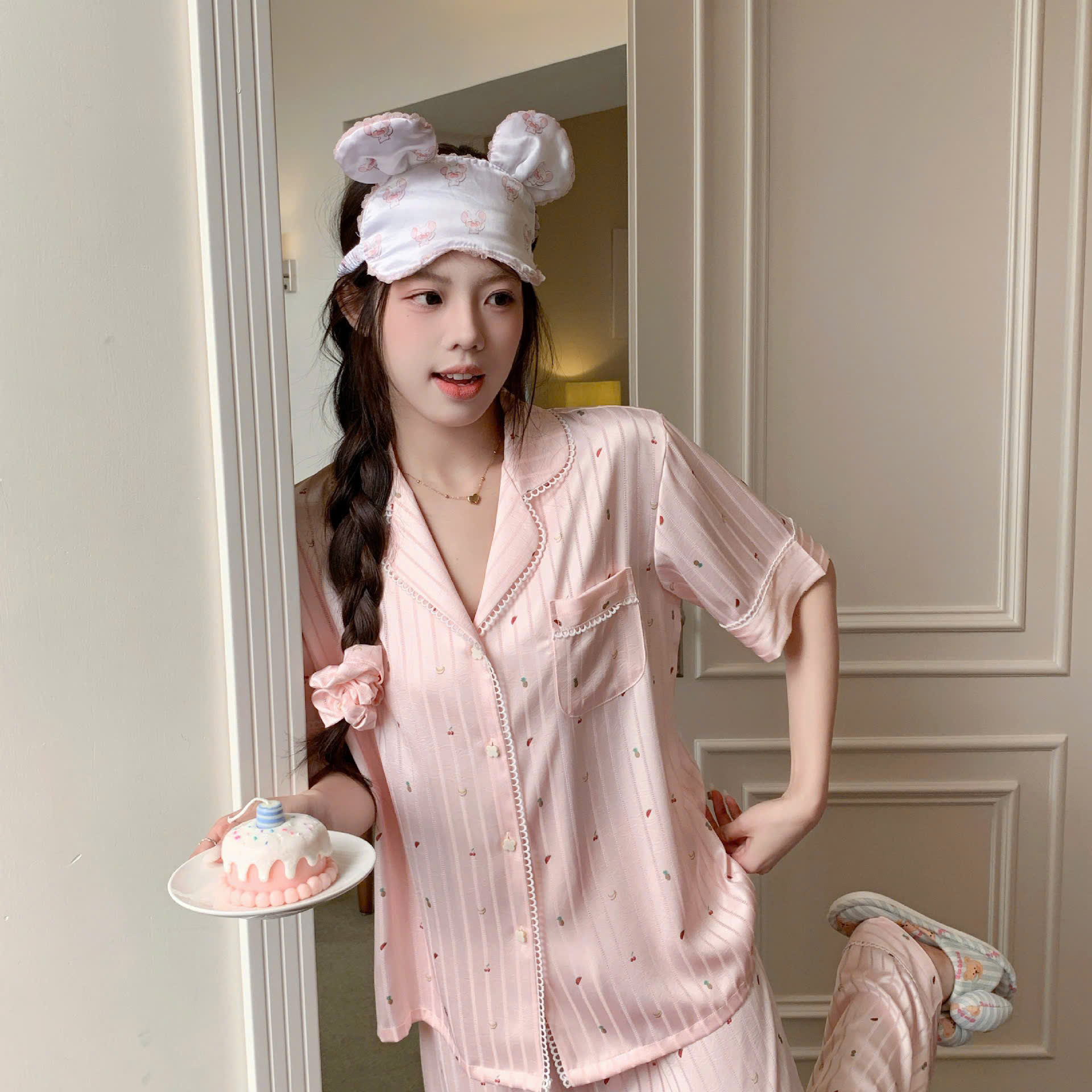 Đồ Ngủ Pijama Lụa Họa Tiết