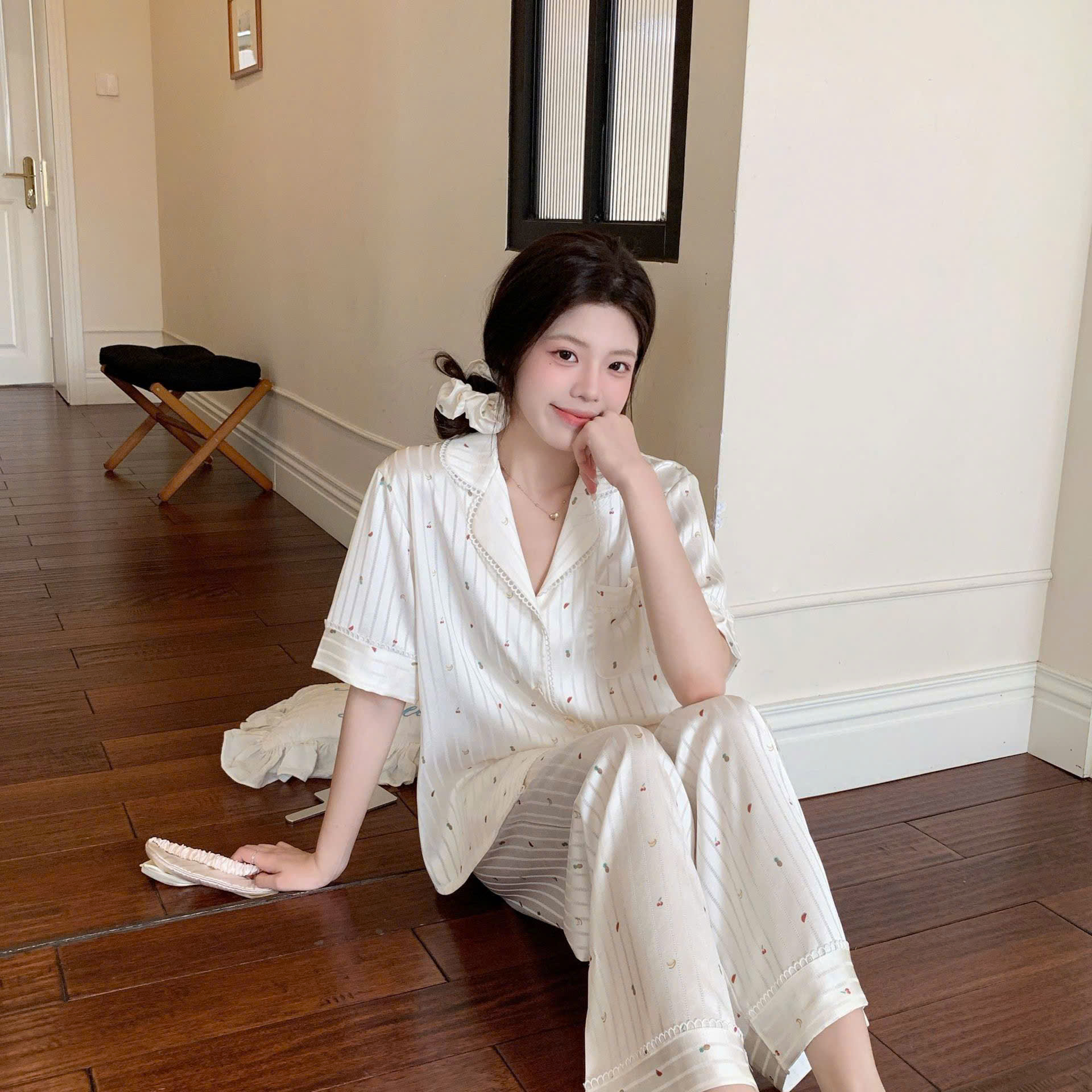 Đồ Ngủ Pijama Lụa Họa Tiết