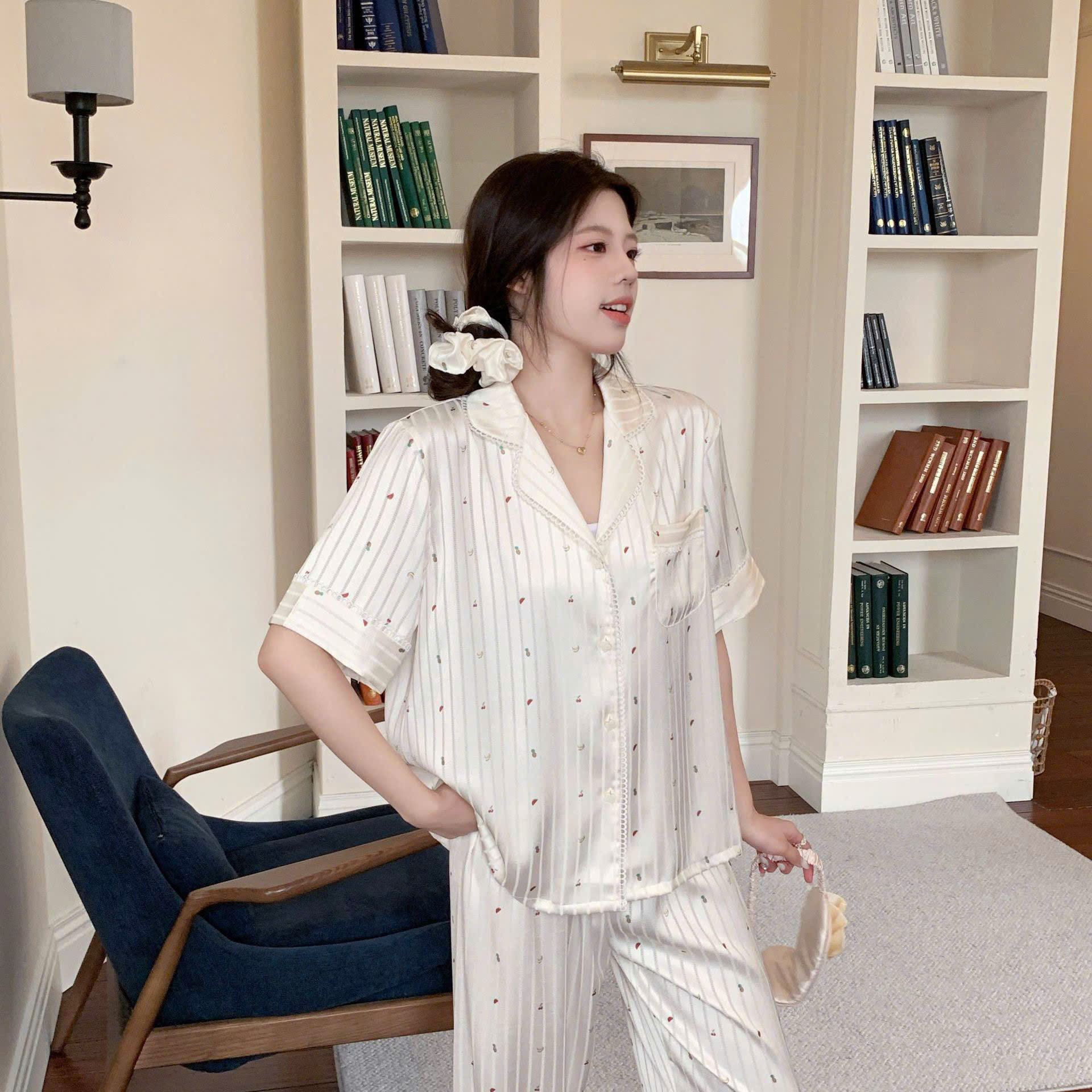 Đồ Ngủ Pijama Lụa Họa Tiết