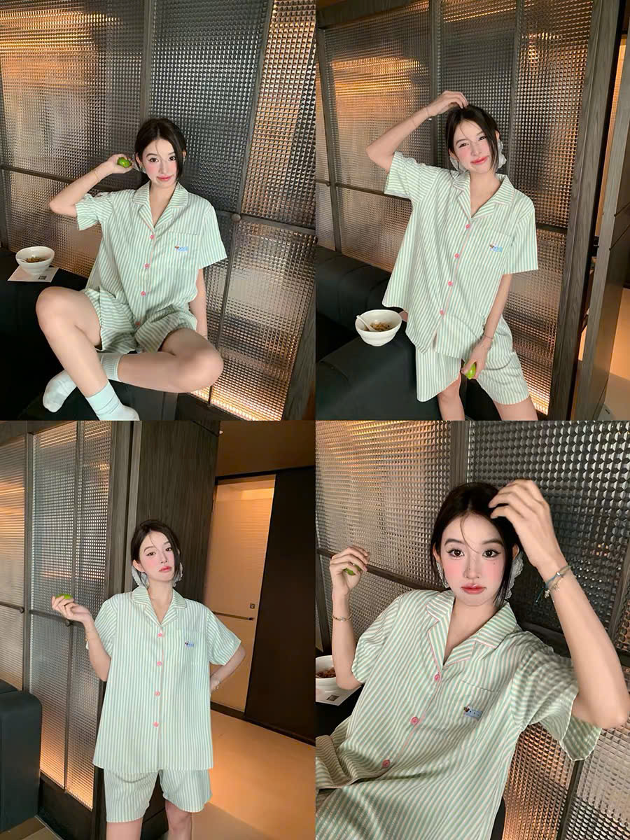 Bộ Pyjama Nữ Sọc Đáng Yêu