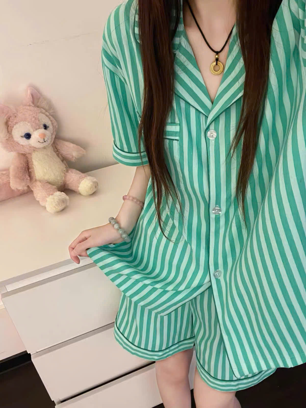 Bộ Pyjama Nữ Sọc Dễ Thương