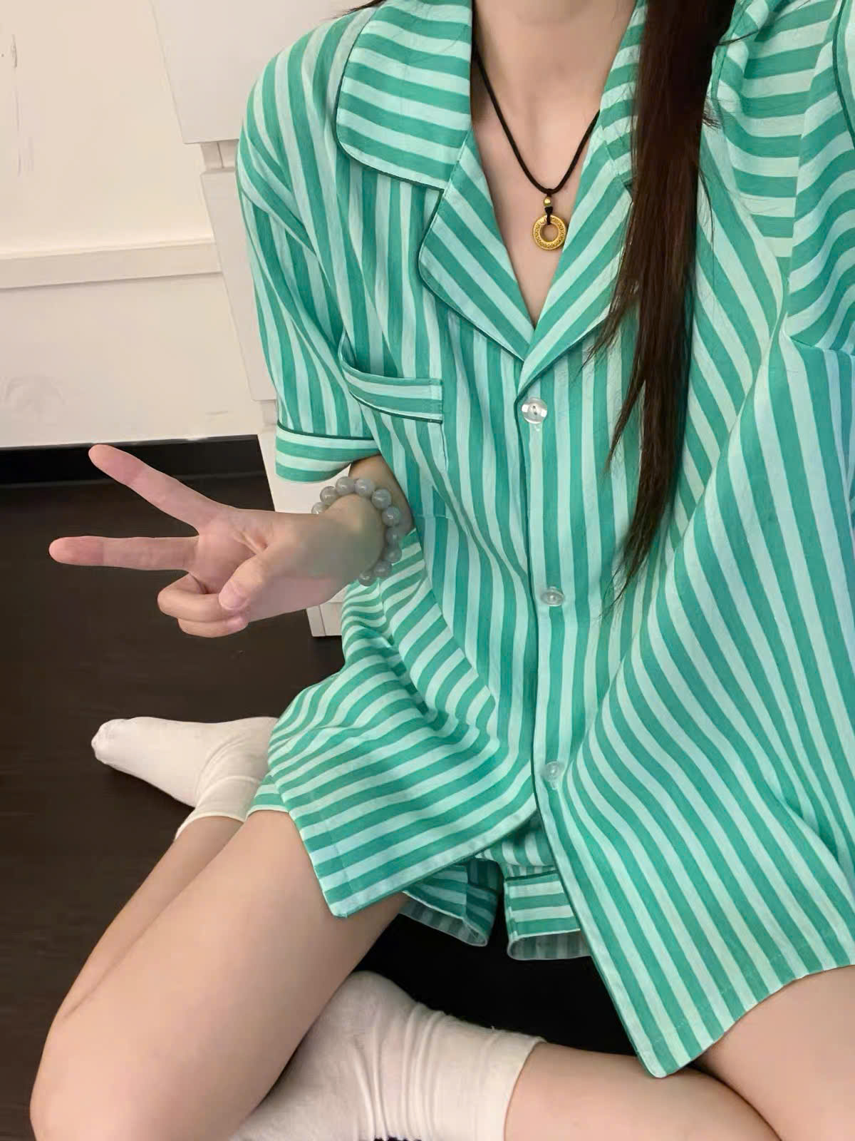 Bộ Pyjama Nữ Sọc Dễ Thương