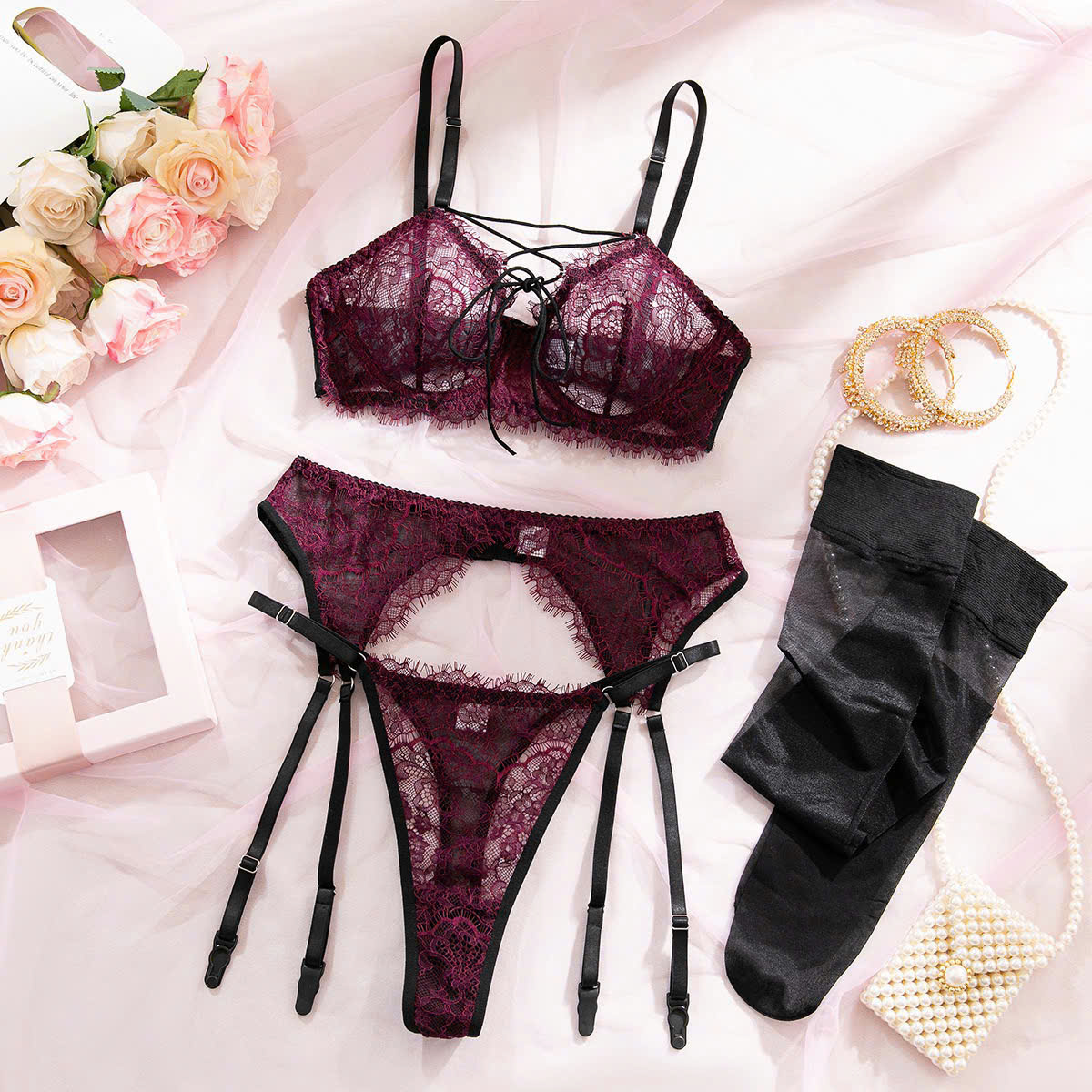 Bộ Bra Ren Dây Đan Quyến Rũ