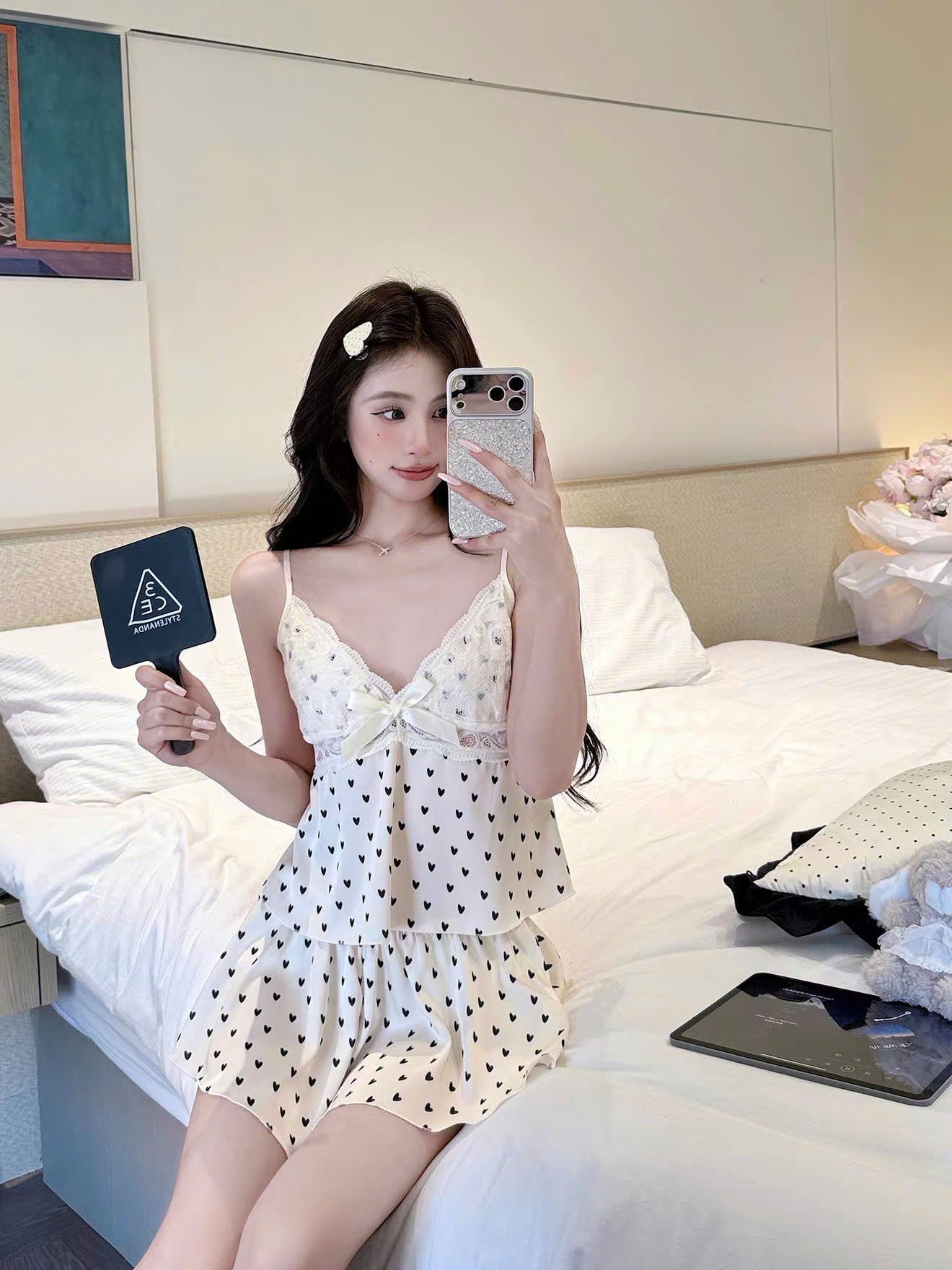 Bộ Đồ Ngủ Hai Dây Trái Tim