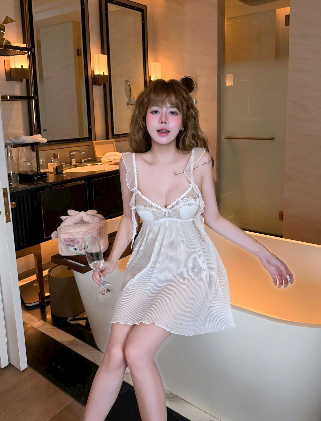 Váy Ngủ Lụa Satin Đáng Yêu