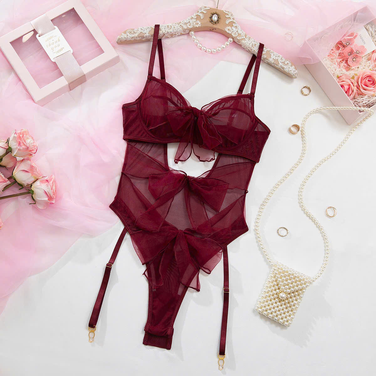 Bộ Bodysuit Cột Nơ Quyến Rũ