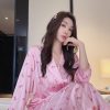Bộ Pyjama Nơ Sọc Hồng